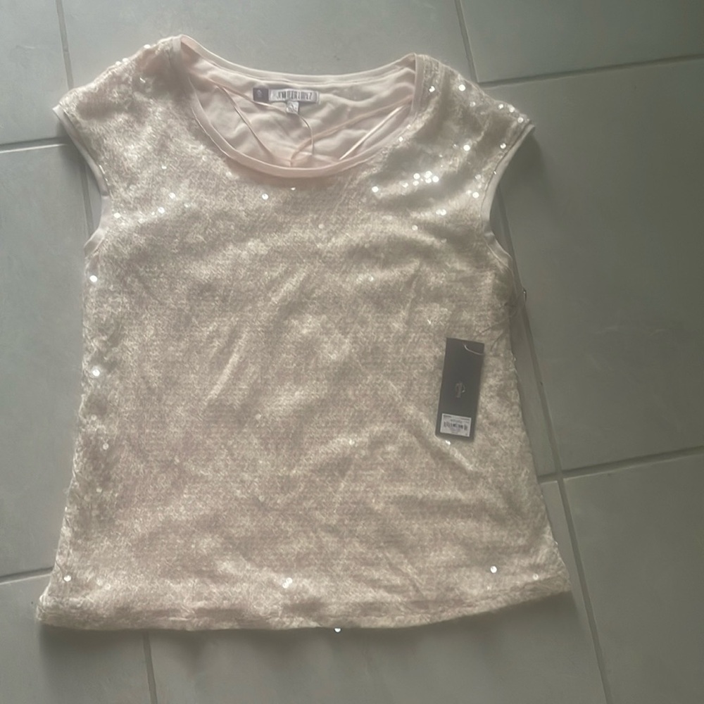 J Lo sequin tank - champagne/light colored